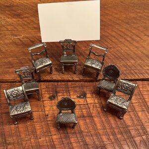8 pewter place cards holders